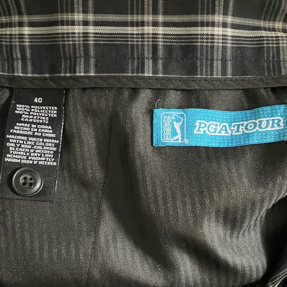 PGA Tour Black Gray Plaid Golf Shorts 40 - Picture 3 of 4